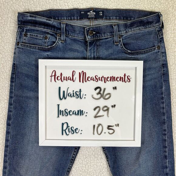 Hollister Jeans Men’s Size 34x30 (Actual 36x29) Blue Skinny Epic Flex - Picture 10 of 10